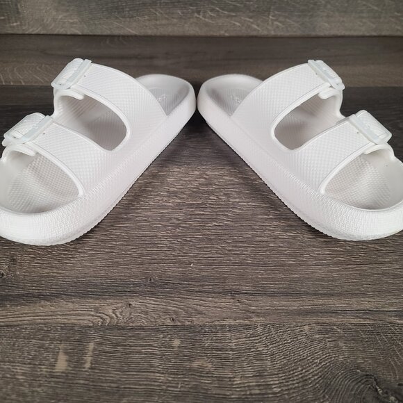 Beach Slides By J/Slides White Eva Double Buckle Sandals Women's 9 M Summer - Picture 5 of 10